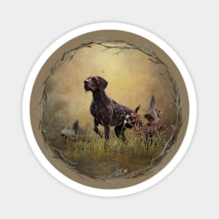 A German Shorthaired Pointer on point Magnet